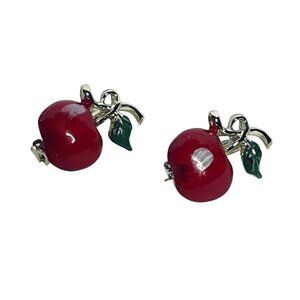 Gold Tone, Red, Green And White Apple Pins (6075)